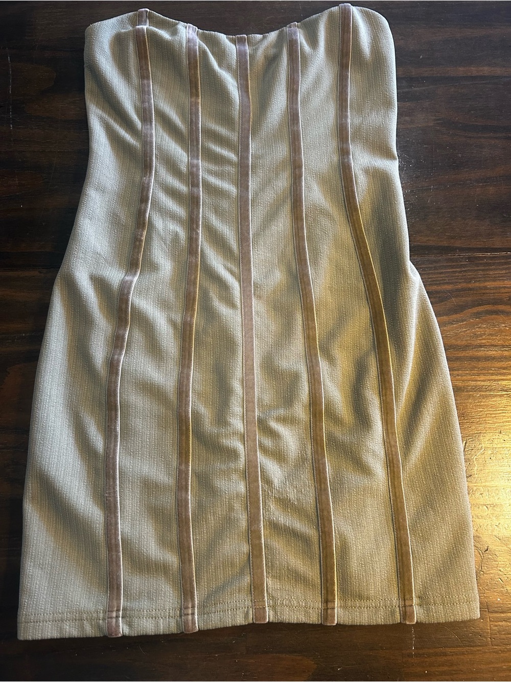Princess Polly Strapless olive Bodycon Dress with velvet Piping